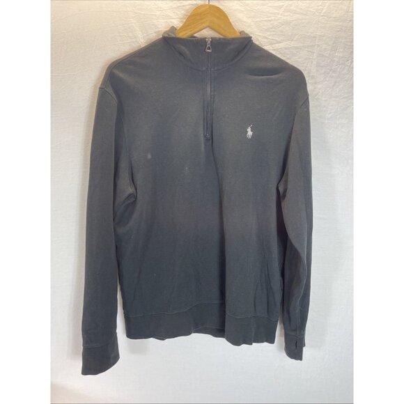 Polo Ralph Lauren Performance 1/4 Zip Pullover Mens Size Medium Black soft - Picture 1 of 6
